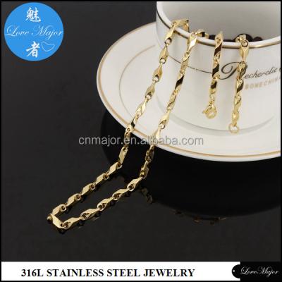 China Stainless Steel Gold Plated Fashion 3mm Choker Pearl Link Chain Stainless Steel Necklace Jewelry for sale