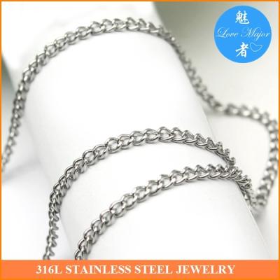 China Fashion Stainless Steel Necklace Silver Color Twist Jewelry Widening Chain MJNL-025 for sale