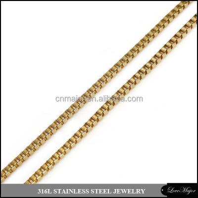 China Thin Stainless Steel Fashion Gold Venice Box Chain Stainless Steel Necklace Jewelry For Women for sale