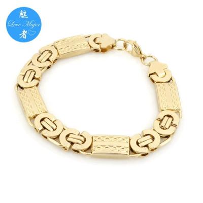 China Vintage Stock Fashion Byzantine Plate Stainless Steel Available Gold Plated Bangle Jewelry for sale