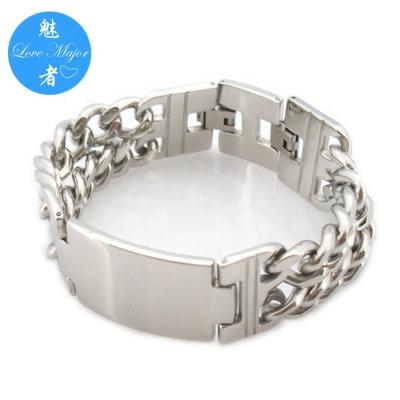 China CLASSIC Double Chain Stainless Steel Bracelet Fashion Engravable ID Jewelry for sale