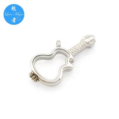 China CLASSIC Floating Stainless Steel Pendant Charm Jewelry In Guitar Shape With Organic Glass for sale