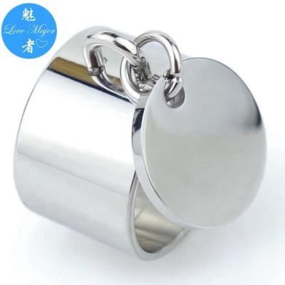 China Stainless Steel 14mm Circle Charm Stainless Steel Ring France Women for sale