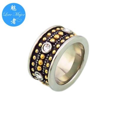 China Vintage Fashion Stainless Steel Jewelry CLASSIC Ring Crown Design With Tiny Crystal For Women for sale