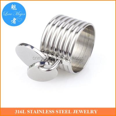 China Stainless Steel Drop Engraved Round Tag Charm Men JUMP TO RING Stainless Steel Rings for sale