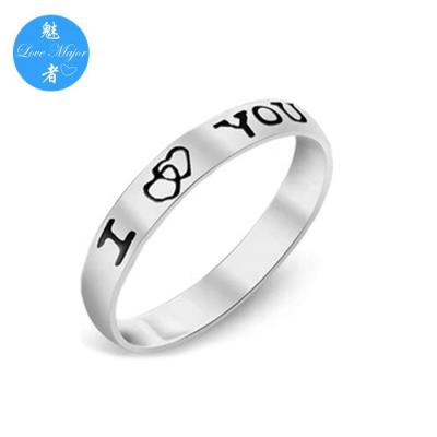 China CLASSIC Oath Engraved Stainless Steel Ring Fashion Couple Design Proposal Wedding Ring Jewelry for sale