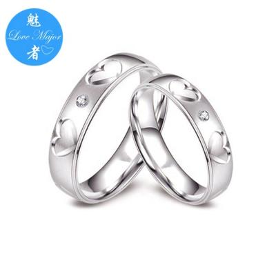 China CLASSIC Heart Stamped Stainless Steel Ring Fashion Couple Design Engagement Wedding Band Jewelry for sale