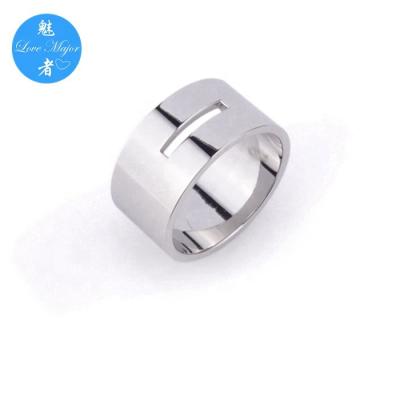 China Fashion Cutout Full Shine CLASSIC Engrave-able Line Polished Stainless Steel Ring Jewelry For Women for sale