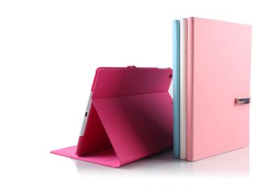 China Personalized Luxury Silm Leather iPad Cases and Covers with Stand White , Pink , Blue for sale