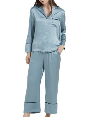 China Silk Thermal Wide Cuff Ladies Pajamas Sets for sale