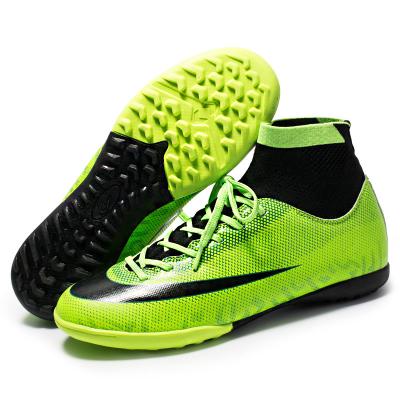 China Fashion \Unique artificial grass training shoes TF football boots soccer high tops factory outlet comfortable \durable football shoes mens high top shoes wholesale for sale