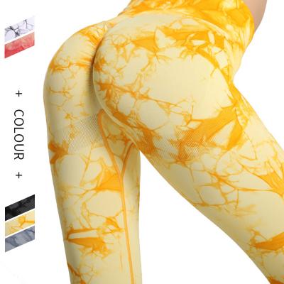 China High-Waisted Breathable Fashion Fitness Yoga Pants Tie Dye Hip Lift Sports Pants Cycling Pants For Women for sale