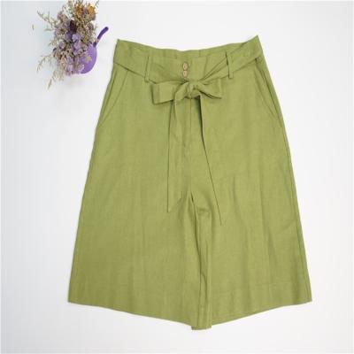 China Hot Sale Green Women's Thin Canvas Cotton Breathable Shorts For Girls for sale