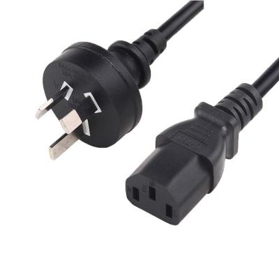 China High Quality Computer Plug 25V 10A 3 Pin Laptop Power Cord Australia AC Power Cable Wholesale SAA C13 Extension Cable for sale