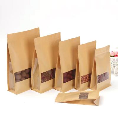 China Customized Printed Food Grade Recyclable Packaging Plain Craft Pouch Zipper Brown Kraft Paper Wholesale Cheap Paper Bags for sale