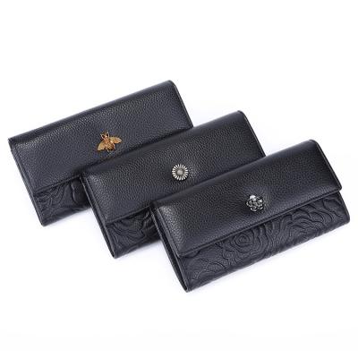 China Long Latest Waterproof Product Genuine Leather Coin Wallet For Women Slim Clutch Purse for sale