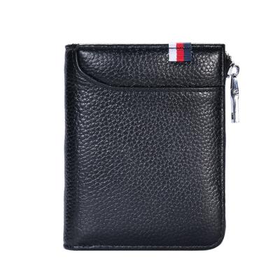 China 2022 RFID Blocking Zip Around Small Genuine Leather Handmade ID Men Wallets for sale