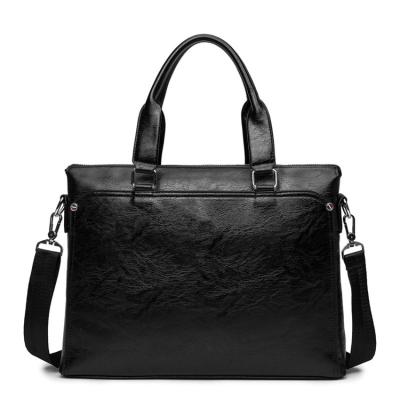 China Durable Promotional High Quality Vintage Black 17 Inch Men Leather Laptop Bag for sale