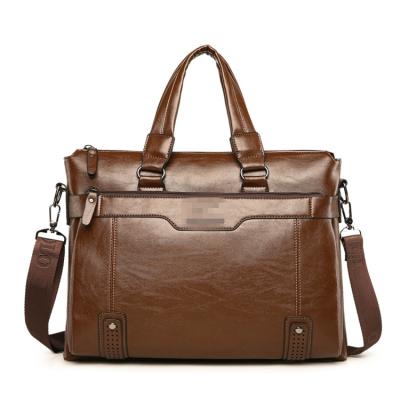 China Oil Thick Wax Brown Office High Quality Business Travel Men's Leather Computer Briefcase Price for sale