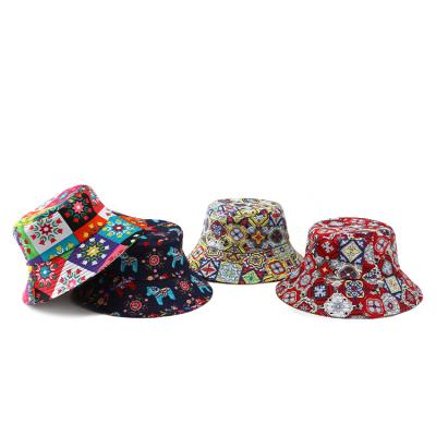 China Breathable Wholesale Printing Women Fashion Colorful Bucket Hat Multicolor Summer Wide Brim Bucket Hat for sale