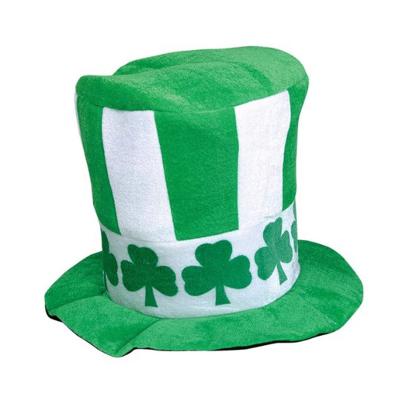 China St. Patrick's Day Irish Carnival Festival Irish Shamrock Striped Velvet Top Hat for sale