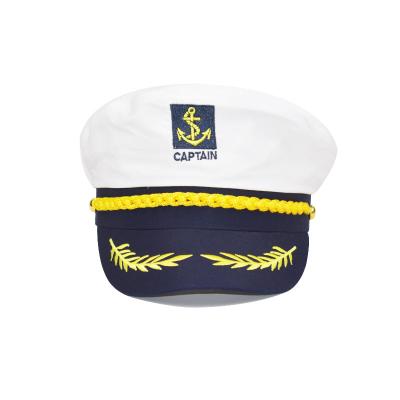 China 2020 Fashion Child Embroidery Retro Sailors Navy Cap Comfortable Flat Surface Kid's Fashion White Captain Hat for sale