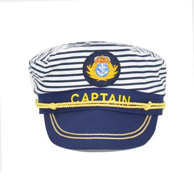 China Fashion Comfortable Child Blue Stripe Sailor Cap Custom Navy Unisex Captain Hat For Party for sale