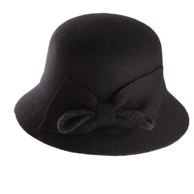 China JOINT Church Hats Bucket Bell Style Vintage Hat Winter Solid Color Woolen Thick Warm Hats For Ladies for sale