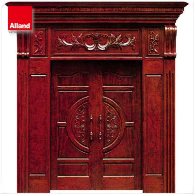 China Antique Swing Design Carved Solid Teak Wood Double Head Door For House Building for sale