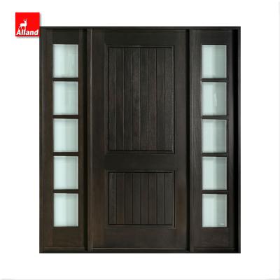 China Craftsman Front Entry Mahogany Wooden Door 2-Panel Swing Door with Sidelites for Bedroom for sale