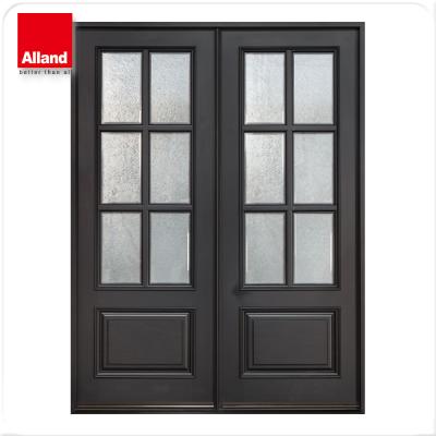 China Swing Main Contemporary Double Entry Door With Black Paint Color for sale