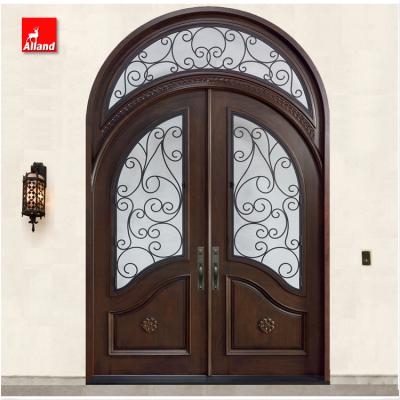 China High Quality Sound Insulation Cheap Mahogany Rustic Design Solid Wood Door Double for sale