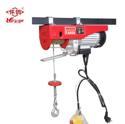 China Hotels PA800 Wire Rope Mini Electric Hoist Overhead Crane Garage Ceiling Pulley Winch 800 Kg for sale