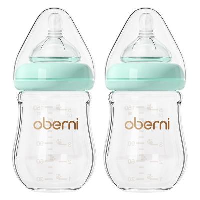 China 2023 New Design BPA Free Baby Bottle Feeding Supplies Wide Neck Glass Bottle For Newborn Baby for sale