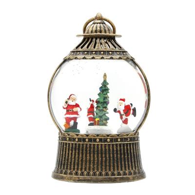 China Indoor Christmas Snow Globe LED Lantern Conical Lantern Decoration Twinkling Water Rotating Gift With Santa Claus And Snowman Festival Birthday for sale