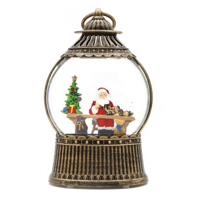 China Storm Lantern New Arrive Retro Santa Claus Lantern Glitter Plastic Snow Globe Style Christmas Decorations Lamp Water Globe Lantern for sale