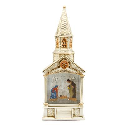 China Church Valentine Gift USB and Battery Operated Vintage Water Lighted Swirl Lanterns LED Glitter Water Nativity Lantern Decorations for sale