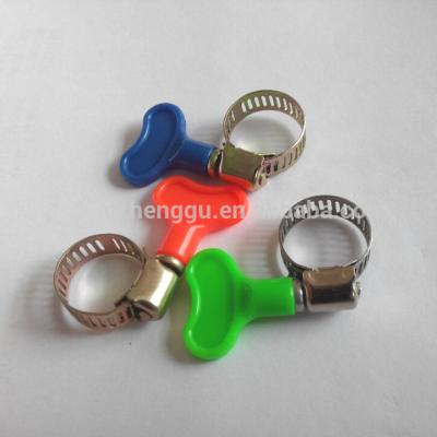 China Mini Hose Clamp Taiwan American Type With Small Hose Clip Plastic Handle USA Butterfly Screw Gas Line Clamp for sale