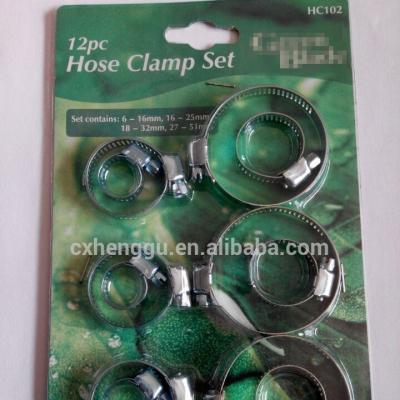 China American Hose Clamp Small 8mm Hose Clamp Set/Sliding Card Blister Packing PC Hose Clamp 12 Set 16/25/32/51 for sale