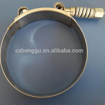 China Heavy Duty T-Bolt Pipe Clamp With Spring / Heavy Duty Power Clamp / 19mm Band Width for sale