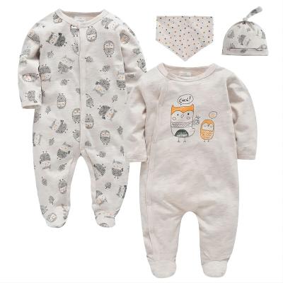 China Newborn Baby Boy Anti-Shrink Rompers Set 3 Pcs Cotton Baby Clothes Set Spring Autumn Baby Clothes for sale