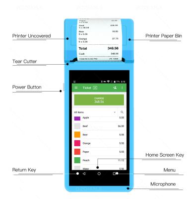 China Cheap POS Terminal For Android Barcode Camera Scanner Payment Receipt Play E-bolate Loyverse 5.5inch Thermal Printer for sale