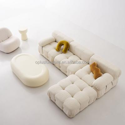 China Hot Sale Customized Professional Luxury Modern White Storage Design Faux Wool Living Room Furniture L Form Sofa Corner Sofa Set for sale