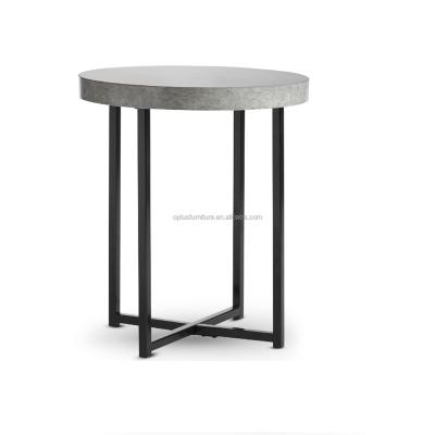 China Concrete Factory Direct Concrete Look Side Table With Cement Top Look And Metal Leg For Living Room Hotel Contract for sale