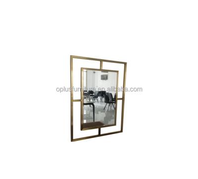 China 4mm Mirror Stainless Steel Gold Brushed Vacuum Plating Frame Traditional Hot Selling Modern Hanging Mirror for sale