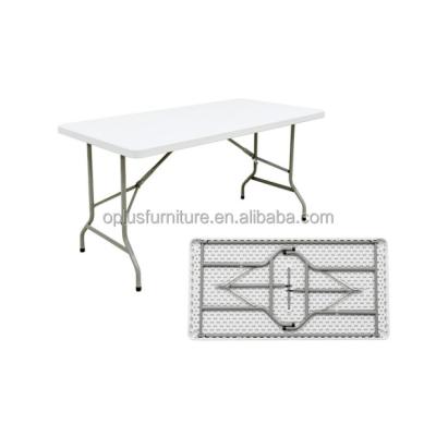 China 5FT modern promotional cheap rectangle folding plastic outdoor dining table for outdoor garden events restaurant cafe for sale