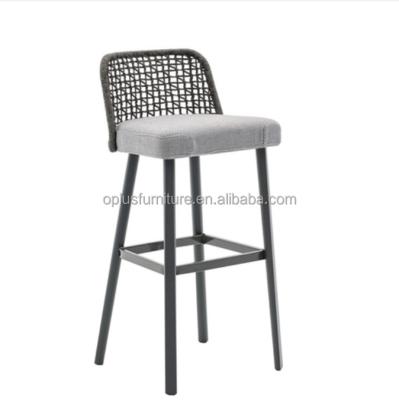 China Outdoor Patio Outdoor French Bistros Garden Commecial Furninture Commecial Garden Faux Bamboom Rope Banquet Cafe Club Restaurant Aluminum Wicker Armchair for sale