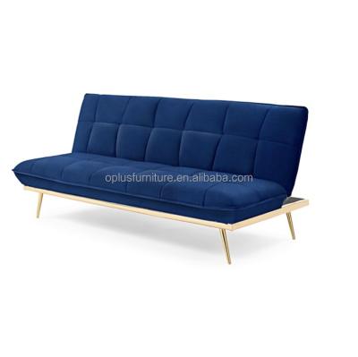 China Chinese Direct Luxury Modern Home Living Furniture Factory Customized Foldable Velvet Gold Leg Simple Nordic Single Seating Sofa Bed for sale