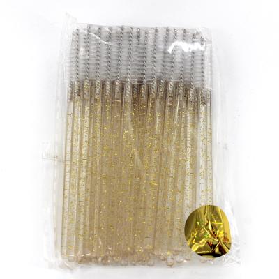 China 50Pcs/PacksGlitter Powder Plastic Crystal Handle Mascara Brush Disposable Eyelash Brush Applicator For Lash for sale