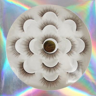 China 3D Double Layered 7 Pairs Packs Flower Trays 6D Lashes Full Strip False Eyelashes 13-18Mm Cat Eye Eyelashes Natural Brown Lashes for sale